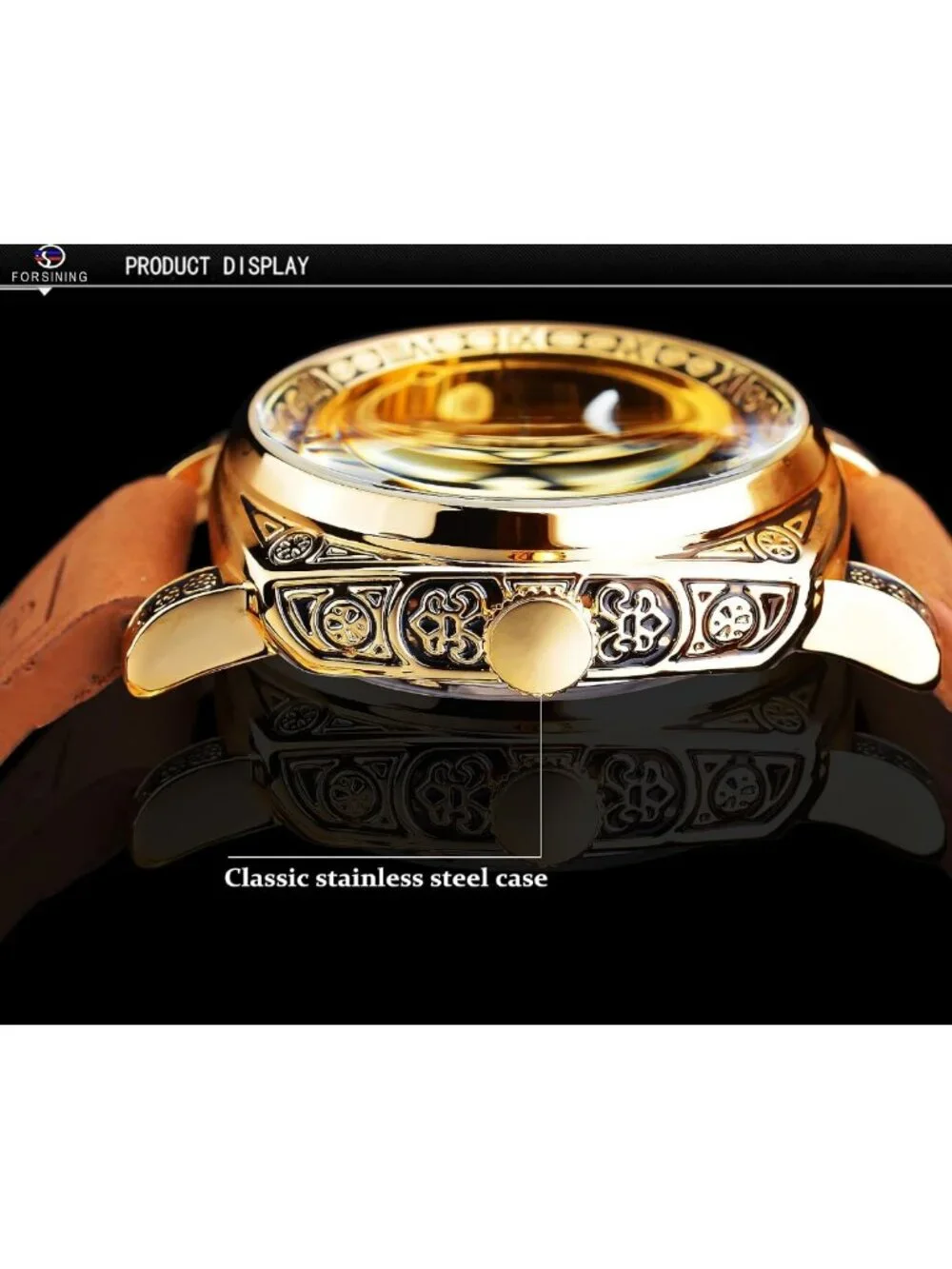 Luxury Mechanical Watch for Men, Retro Hollow Skeleton Design, Vintage Leather